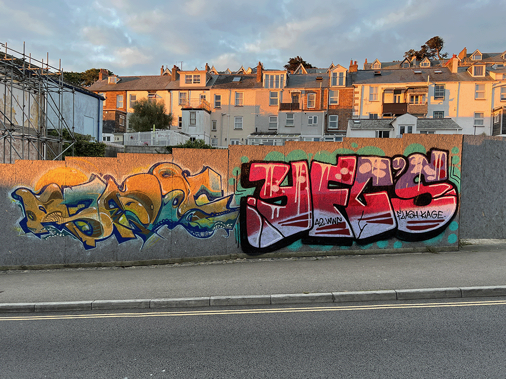 Image shows graffiti in St Ives